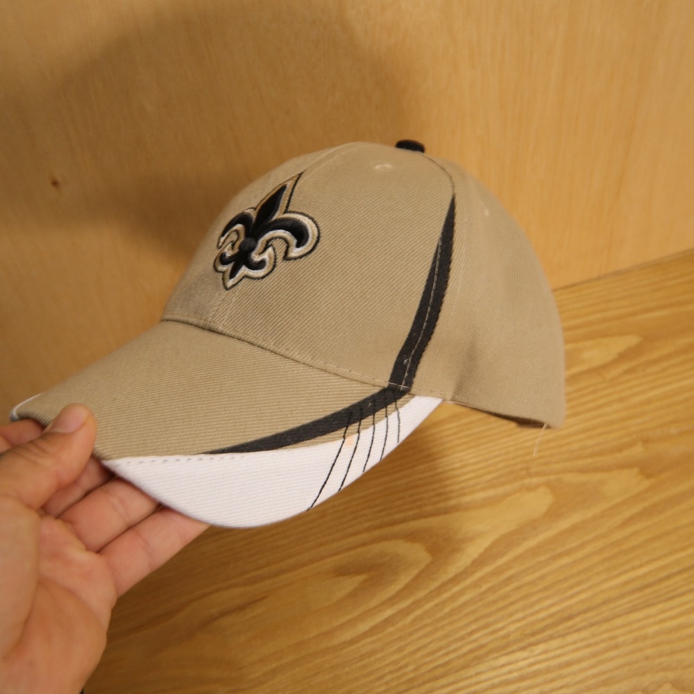 New Orleans Saints NFL Hat Tan Black Fleur-de-lis Adjustable Baseball Cap OSFA - Picture 2 of 6